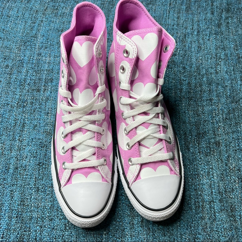 Converse CTAS High Twisted Hearts Sneakers in Peony Pink Men's Size 9.5 High Top - Picture 2 of 8